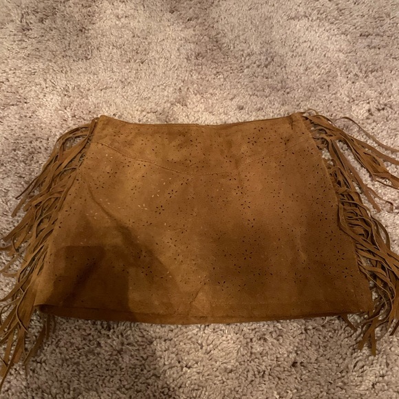 Brown suede tassel Forever 21 skirt - Picture 2 of 6